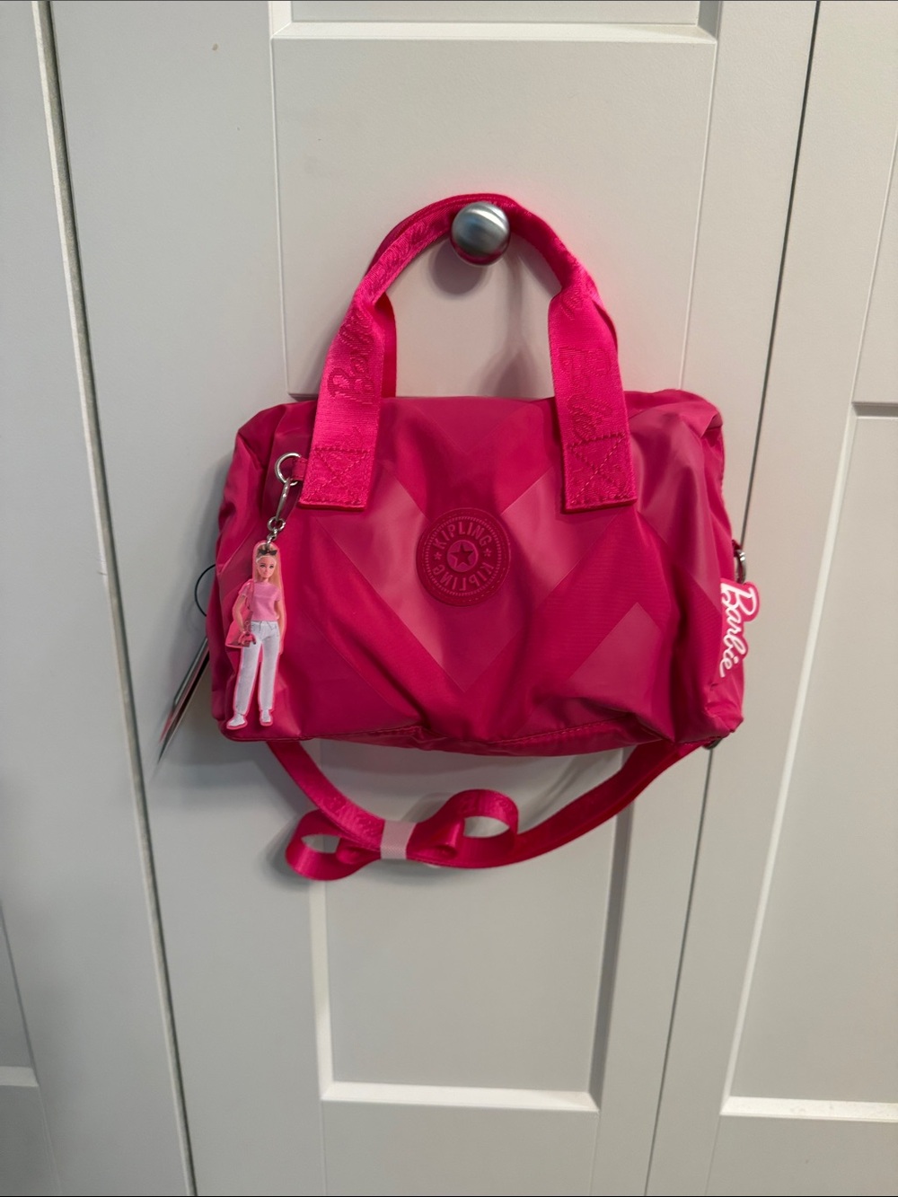 Kipling Barbie Collaboration Bright Pink Mini Shoulder Bag